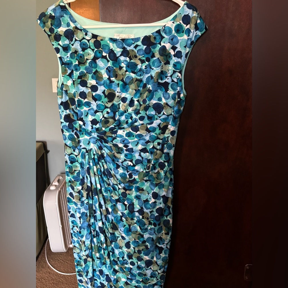 Dressbarn Blue Ruched Sheath Midi Dress
